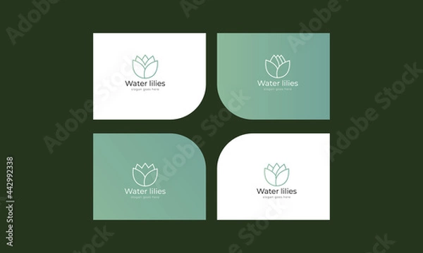 Fototapeta Abstract lilies flower logo design. Minimalist lily and lotus vector logo background template.