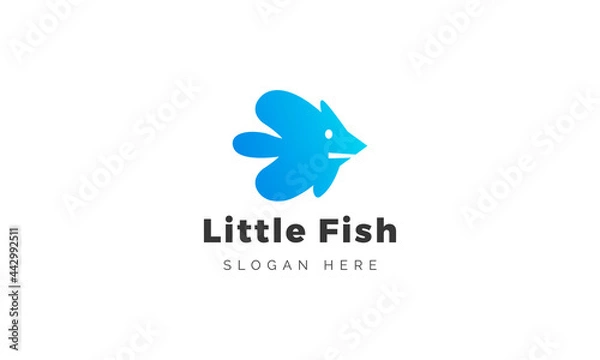 Fototapeta Bluefish logo design. minimal puna fish vector logotype template.