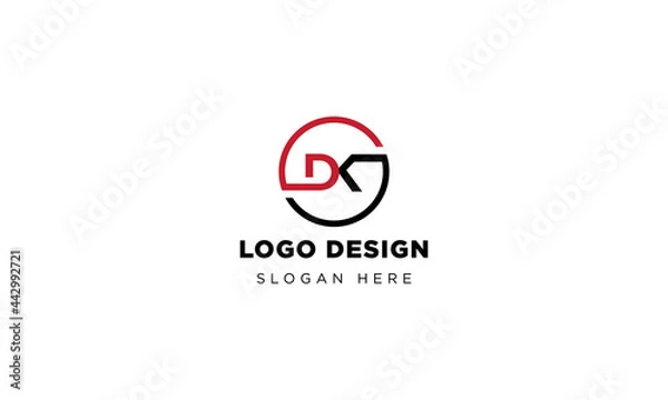 Fototapeta Creative D and K letter logo for company design and minimal DK word vector logo template.