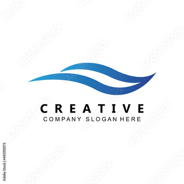 Fototapeta simple ocean wave logo icon vector