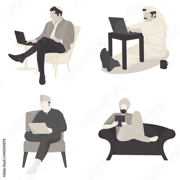 Fototapeta Man working at home set