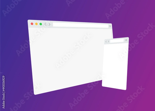 Fototapeta Mobile and desktop web browser template for inserting custom web site graphics