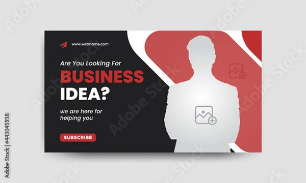 Fototapeta Video thumbnail design for any video. Editable business ideas thumbnail template for social media and web banner