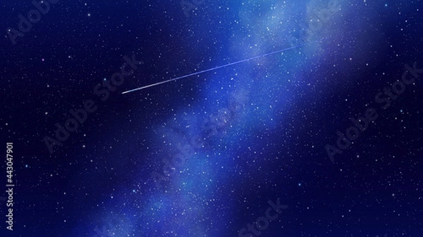 Obraz 天の川と流れ星