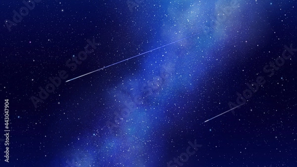 Obraz 天の川と流れ星