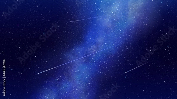 Obraz 天の川と流れ星