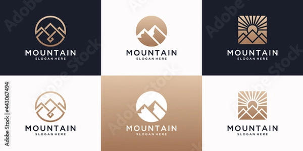 Obraz Set of mountain logo design template with luxury concept.