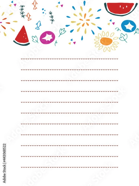 Fototapeta 夏のモチーフ手紙フレーム