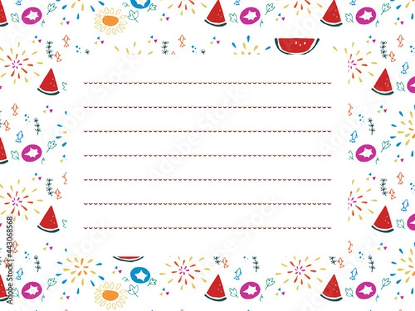 Fototapeta 夏のモチーフ手紙フレーム