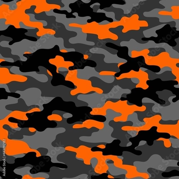 Fototapeta Orange Camouflage seamless pattern.Military camo.Army background.Print on clothing.Modern design.