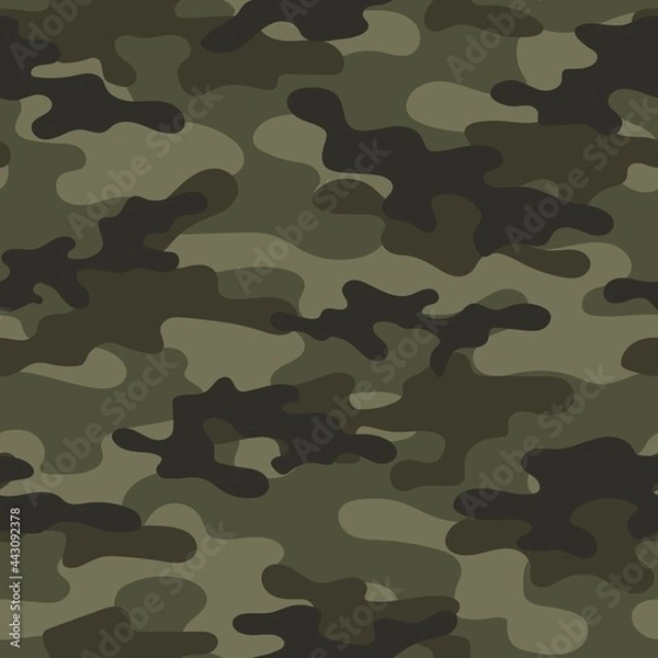 Fototapeta military camouflage print seamless vector pattern. green background .modern.