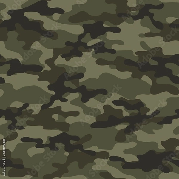 Fototapeta military green camouflage print seamless vector pattern. green background .modern.