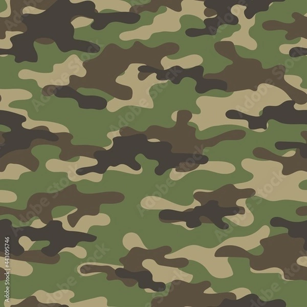 Fototapeta Military camouflage texture khaki green print background - Vector illustration