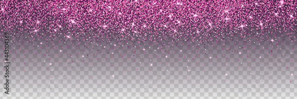 Fototapeta Rose gold  glitter on transparent background. Sparkling pink border. Vector design element for cards, invitations, posters and banners.