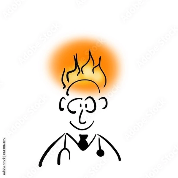 Fototapeta Smiling doctor with professional burnout