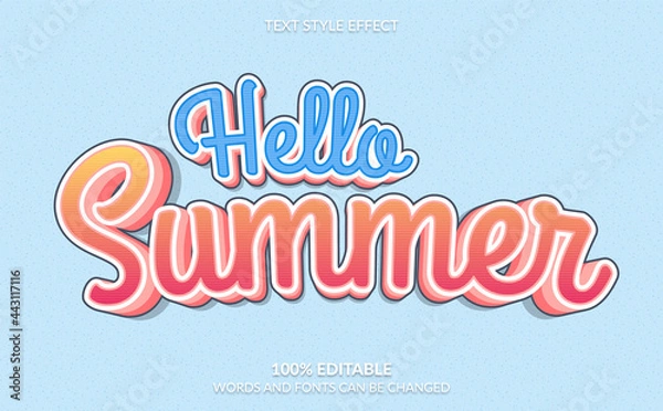 Fototapeta hello summer text style effect