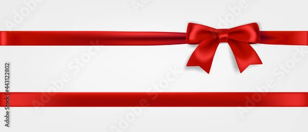 Obraz Red ribbon and bow realistic illustration