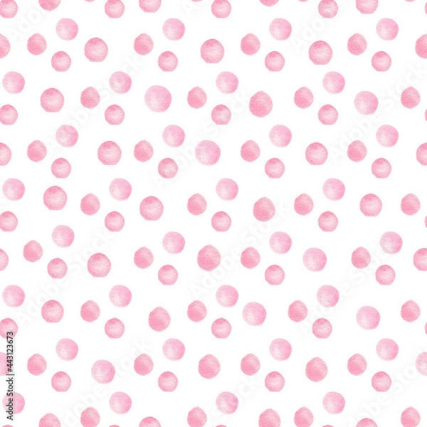 Obraz Watercolor pink candy drops seamless pattern digital paper. Hand drawn illustration.