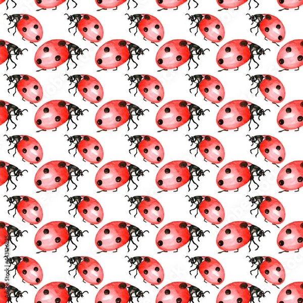 Fototapeta Watercolor Insects,midges, seamless paper, pattern and seamless background. Ideal for printing on fabric and paper or scrapbooking. Hand-painted illustration.Print in a style