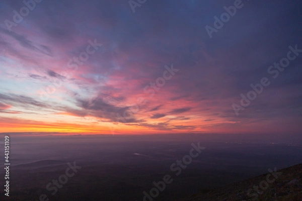 Obraz 紫色に色づく空, 夜明け前, 夜明け, 暁, 薄明