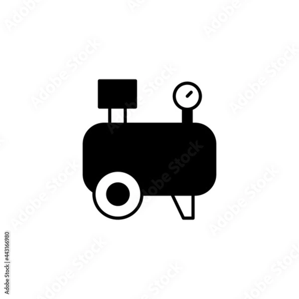 Obraz Air compressor icon in solid black flat shape glyph icon, isolated on white background 
