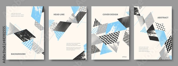 Fototapeta Set of Geometric Backgrounds. Collage Style Cover Design Templates. Vector Illustration.