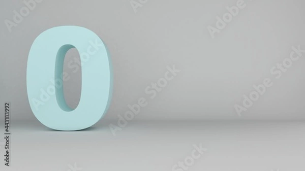Fototapeta the number zero on a white background,3D render