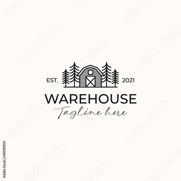 Obraz Barn Countryside Vintage Concept Logo Template Isolated in White Background