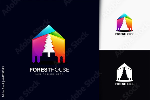 Fototapeta Forest house logo design with gradient