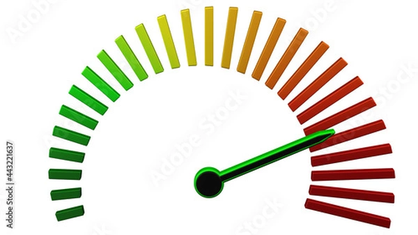 Fototapeta Escalation meter with black and green thin arrow.