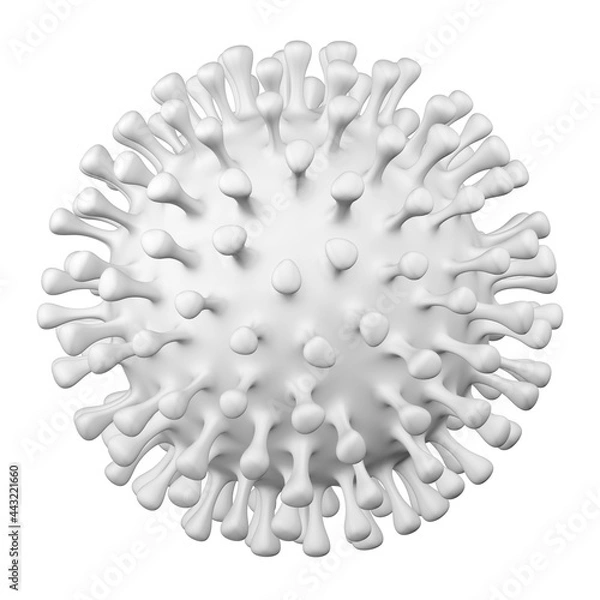 Fototapeta White coronavirus, isolated on white background. Macro. 3d rendering.