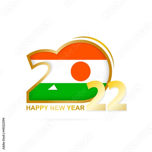 Fototapeta Year 2022 with Niger Flag pattern. Happy New Year Design.