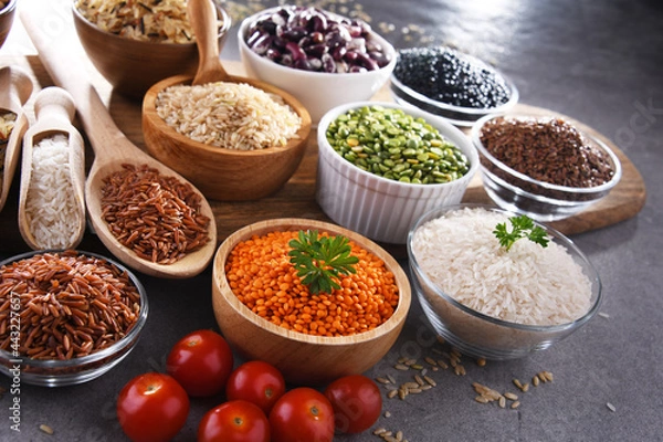 Obraz Composition with different kinds of dry food products