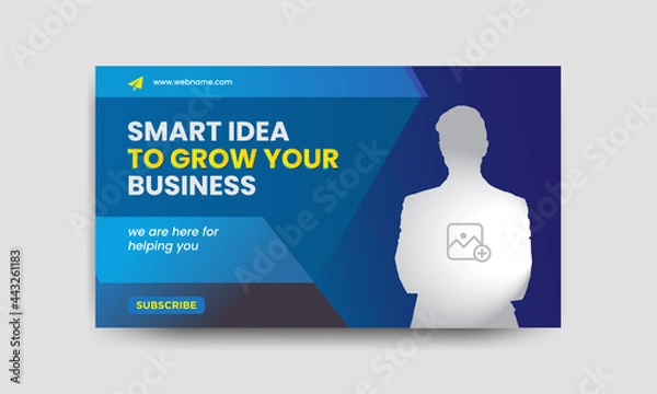Fototapeta Business Video thumbnail design for any video. Editable business ideas thumbnail template for social media and web banner