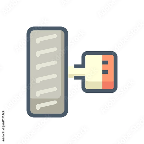 Fototapeta Electric vehicle (EV) part vector icon design. Consist of electric motor, alloy wheel, tire and axle. That mechanical device or machine driven by electrical power for automotive industry. 48x48 pixel.