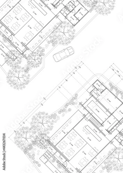 Obraz Write a blueprint architecture for building.