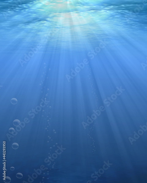 Fototapeta Underwater view. Rays of light