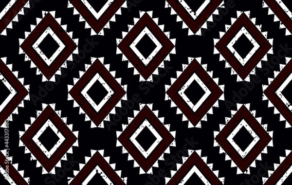 Fototapeta Ikat ethnic seamless pattern design. Aztec fabric carpet mandala ornament boho chevron textile decoration wallpaper. Tribal traditional embroidery patterns vector illustrations background.