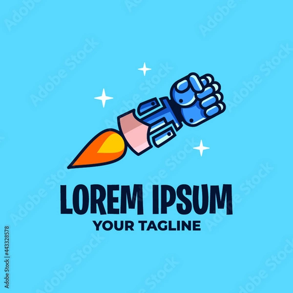 Obraz AWESOME ROCKET HAND ROBOT LOGO TEMPLATE
