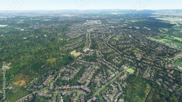Obraz Manchester aerial view, Manchester drone view 3D render