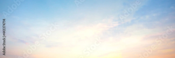 Fototapeta sky panorama Natural colors Evening sky Shine new day for Heaven, The light from heaven from the sky is  mystery, In the twilight golden atmosphere, Modern sheet structure design, New Banner Web 2021