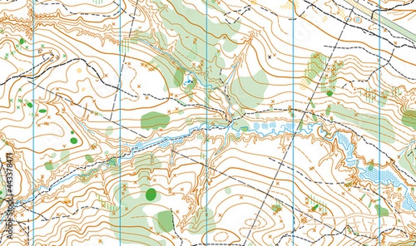 Obraz Detailed fragment of color abstract vector topographic map