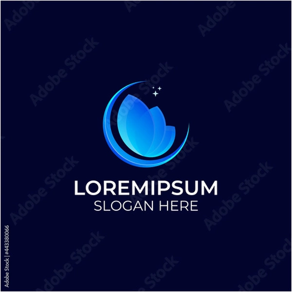 Fototapeta Leaf On The Moon Logo Template