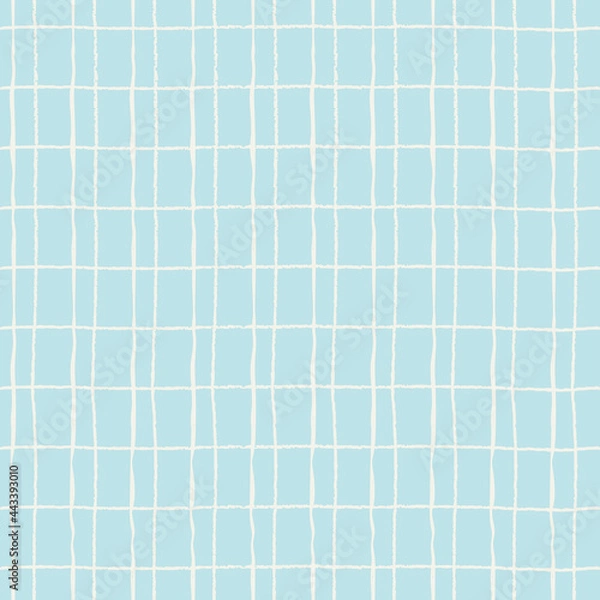 Fototapeta Seamless plaid repeating pattern with hand drawn grid. Blue background for wrapping paper, textile, surface design and other design projects