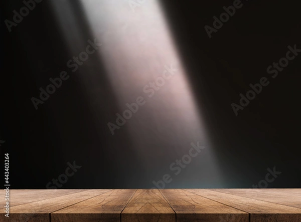 Obraz 3D rendering, wooden top table on isolate light and blurred background 