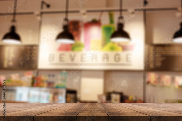 Fototapeta 3D rendering, wooden top table on isolate light and blurred background 