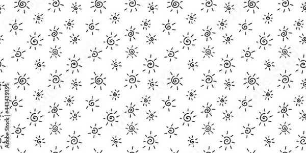 Fototapeta Hand drawn black and white seamless pattern with simple suns. Modern stylish texture. Good for wrapping, textile, fabric, wallpaper. Vector