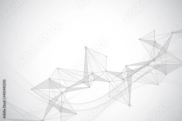 Obraz Geometric graphic background molecule and communication. Big data complex with compounds. Perspective backdrop. Minimal array Big data. Digital data visualization. Scientific illustration.