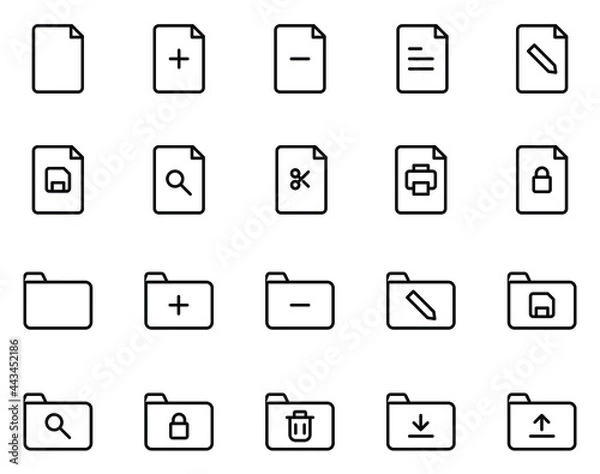 Fototapeta Simple set of file and folder vector on white background.