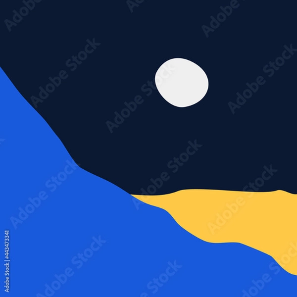Fototapeta Vector abstract minimalistic landscape. Template for polygraphy, web-design, print